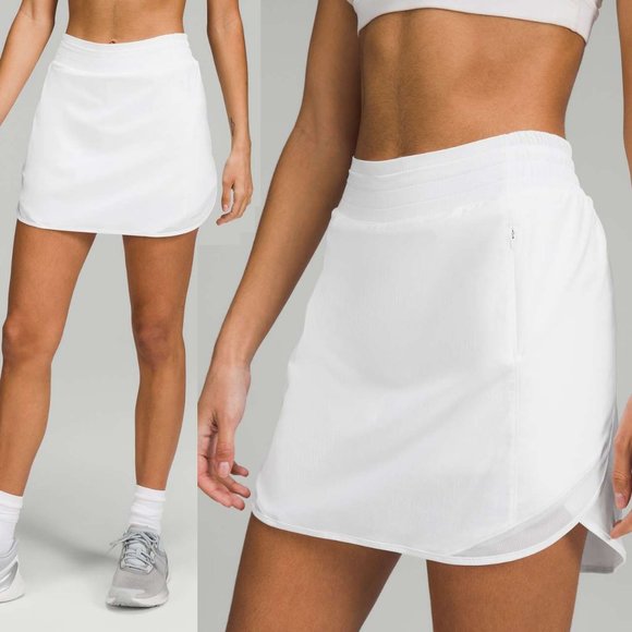 lululemon athletica Dresses & Skirts - Lululemon Hotty Hot High Rise Tennis Short Skort Skirt Long White Size 6 $78